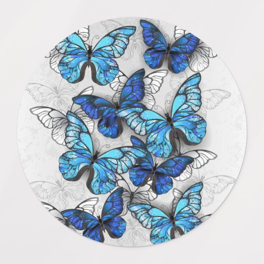 Compositie van witte en blauwe vlinders labels (Design 2)