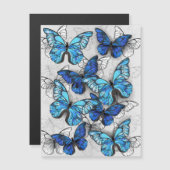 Compositie van witte en blauwe vlinders magnetische uitnodiging (Voorkant / Achterkant)