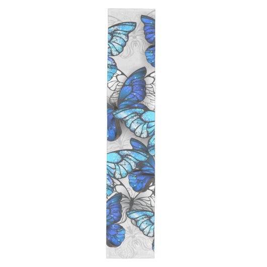Compositie van witte en blauwe vlinders medium tafelloper (Voorkant)