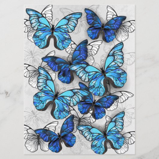 Compositie van witte en blauwe vlinders menu (Voorkant)