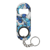 Compositie van witte en blauwe vlinders mini flessenopener (Achterkant)