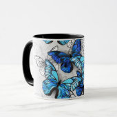 Compositie van witte en blauwe vlinders mok (Voorkant links)