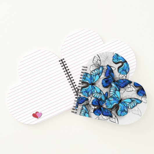 Compositie van witte en blauwe vlinders notitieboek (Binnen)