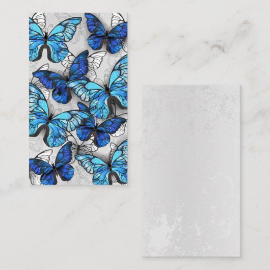 Compositie van witte en blauwe vlinders notitiekaartje (Voorkant / Achterkant)