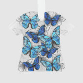 Compositie van witte en blauwe vlinders ornament (achterkant)