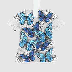 Compositie van witte en blauwe vlinders ornament