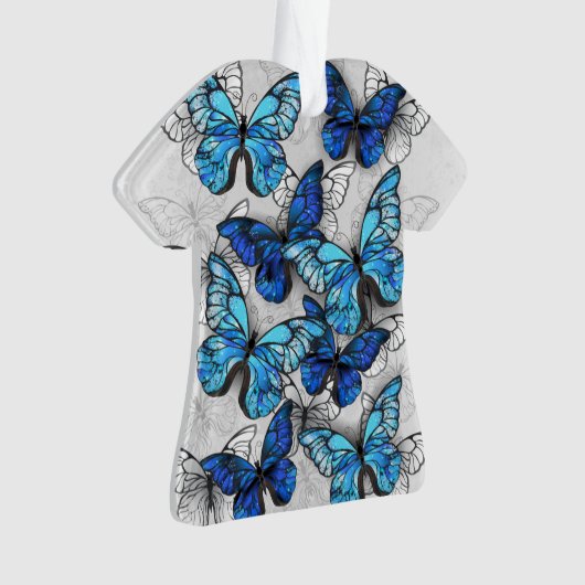 Compositie van witte en blauwe vlinders ornament (voorkant)