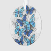 Compositie van witte en blauwe vlinders ornament (voorkant)
