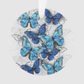 Compositie van witte en blauwe vlinders ornament (voorkant)