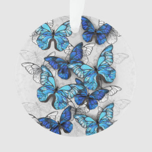 Compositie van witte en blauwe vlinders ornament