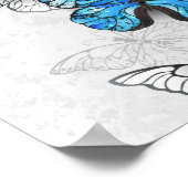 Compositie van witte en blauwe vlinders poster (Hoek)