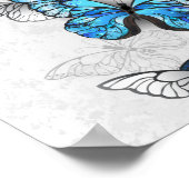 Compositie van witte en blauwe vlinders poster (Hoek)