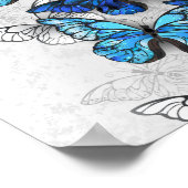 Compositie van witte en blauwe vlinders poster (Hoek)