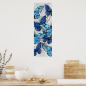 Compositie van witte en blauwe vlinders poster (Keuken)