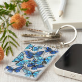 Compositie van witte en blauwe vlinders sleutelhanger (Voorkant Rechts)