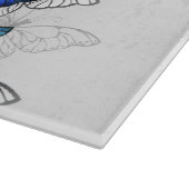 Compositie van witte en blauwe vlinders snijplank (Hoek)