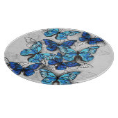 Compositie van witte en blauwe vlinders snijplank (Hoek)