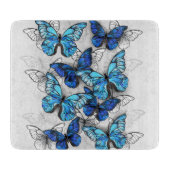Compositie van witte en blauwe vlinders snijplank (Voorkant)