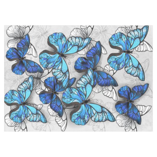 Compositie van witte en blauwe vlinders tafelkleed (Voorkant (Horizontaal))