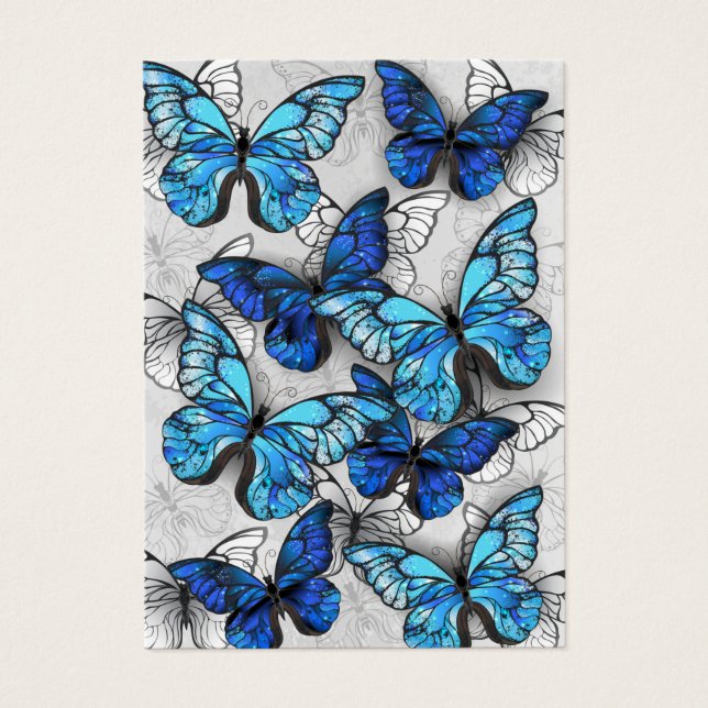Compositie van witte en blauwe vlinders visitekaartje (Voorkant)