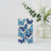 Compositie van witte en blauwe vlinders visitekaartje (Staand voorkant)
