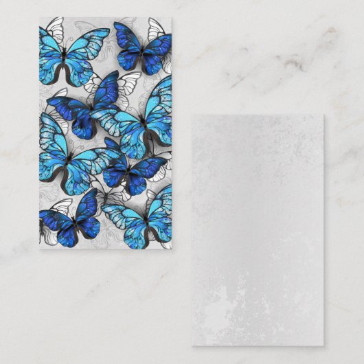Compositie van witte en blauwe vlinders visitekaartje (Voorkant / Achterkant)