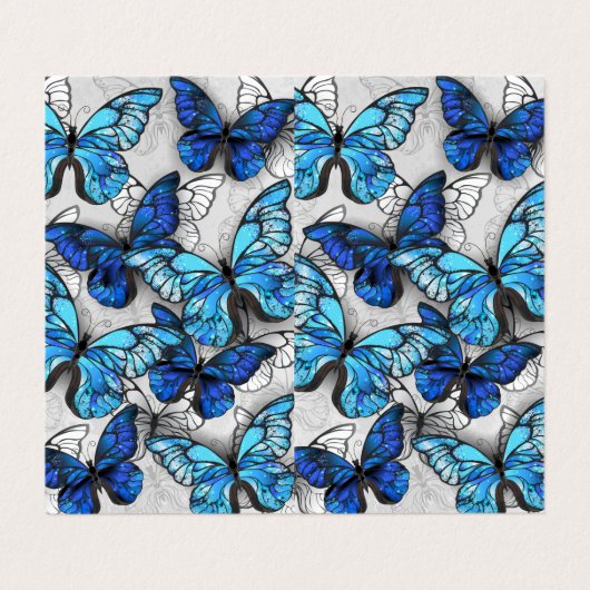 Compositie van witte en blauwe vlinders visitekaartje (Buitenkant ongevouwen)