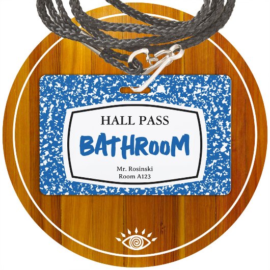 compositieboek badkamer pasje voor docenten badge