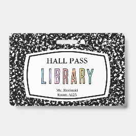 compositieboek bibliotheek halpas nylonkoord badge
