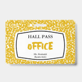 Compositieboek kantoor Hall Pass voor docenten Badge (Achterkant)