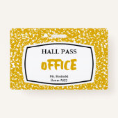 Compositieboek kantoor Hall Pass voor docenten Badge (Achterkant)