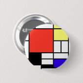 Composition , Mondriaan Ronde Button 5,7 Cm (Voorkant /achterkant)
