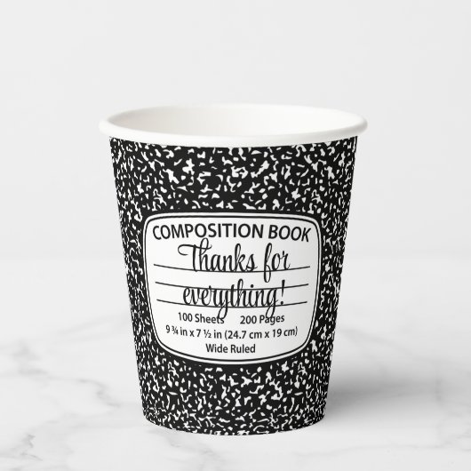 Composition Notebook Party Cups – Disposable Cups Papieren Bekers (Voorkant)