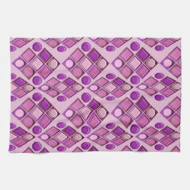 Composition of geometric trays in purple and pink theedoek