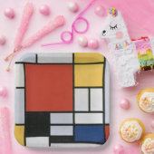 Composition with Red Yellow Blue & Black Abstract  Papieren Bordje (Feest)