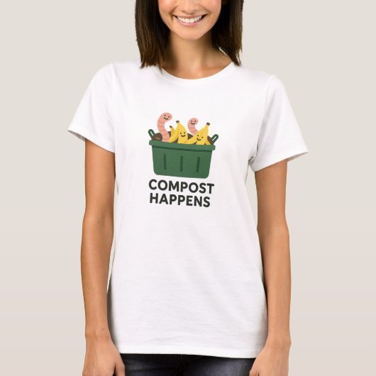 Compost Gebeurt Grappige Banaan Worm Ontwerp T-shirt (Voorkant)
