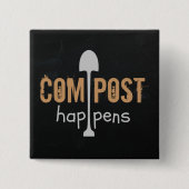 Compost gebeurt vierkante button 5,1 cm (Voorkant)