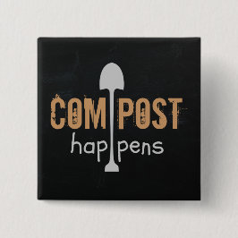 Compost gebeurt vierkante button 5,1 cm