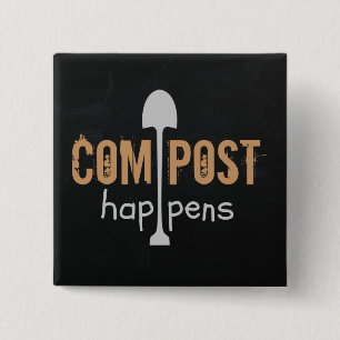 Compost gebeurt vierkante button 5,1 cm