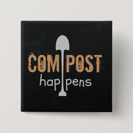Compost gebeurt vierkante button 5,1 cm (Voorkant)