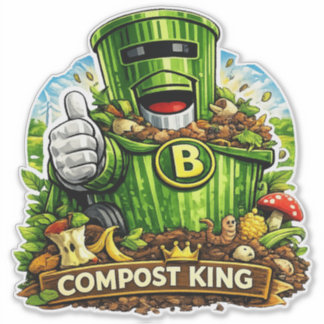 Compost Koning - Waterdichte Sticker voor Afvalcon