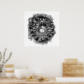 Compost Mandala - Black on White Poster (Keuken)
