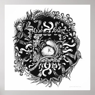 Compost Mandala - Black on White Poster