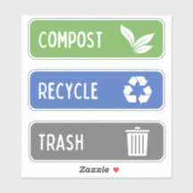 Compostbak, Recyclen, Prullenbak Stickers