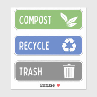 Compostbak, Recyclen, Prullenbak Stickers