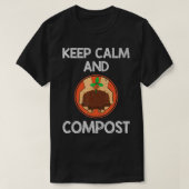 Compostering in omgeving kalm houden en compost t-shirt (Design voorkant)