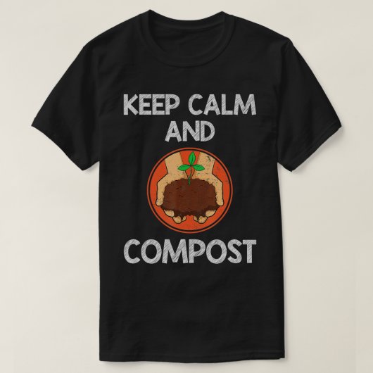 Compostering in omgeving kalm houden en compost t-shirt (Design voorkant)