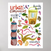 Composting Watercolor Art Handlettered Eco Recycle Poster (Voorkant)