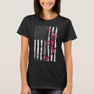 Compound Bow Archery USA American Flag Bowhunting T-shirt