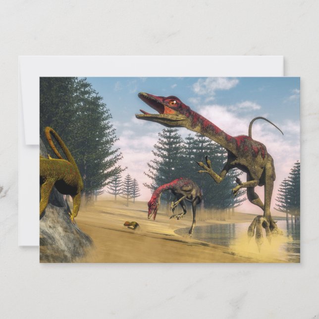 Compsognathus dinosaurussen - 3D rendering (Voorkant)